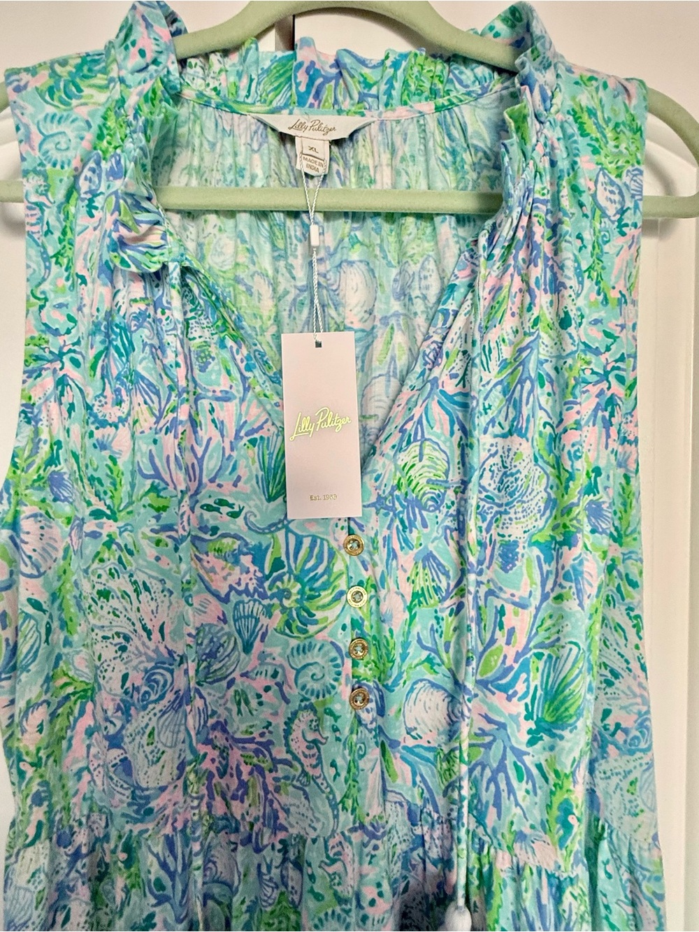 Lilly Pulitzer Malone Maxi Dress XL Blue Soleil It To Me NWT Tiered Floral - Picture 6 of 6
